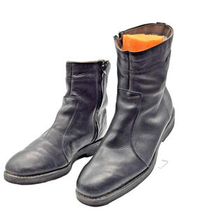 Black Engineer Work Boots Leather Zip Sides Men's 10 Extra Wided Lined